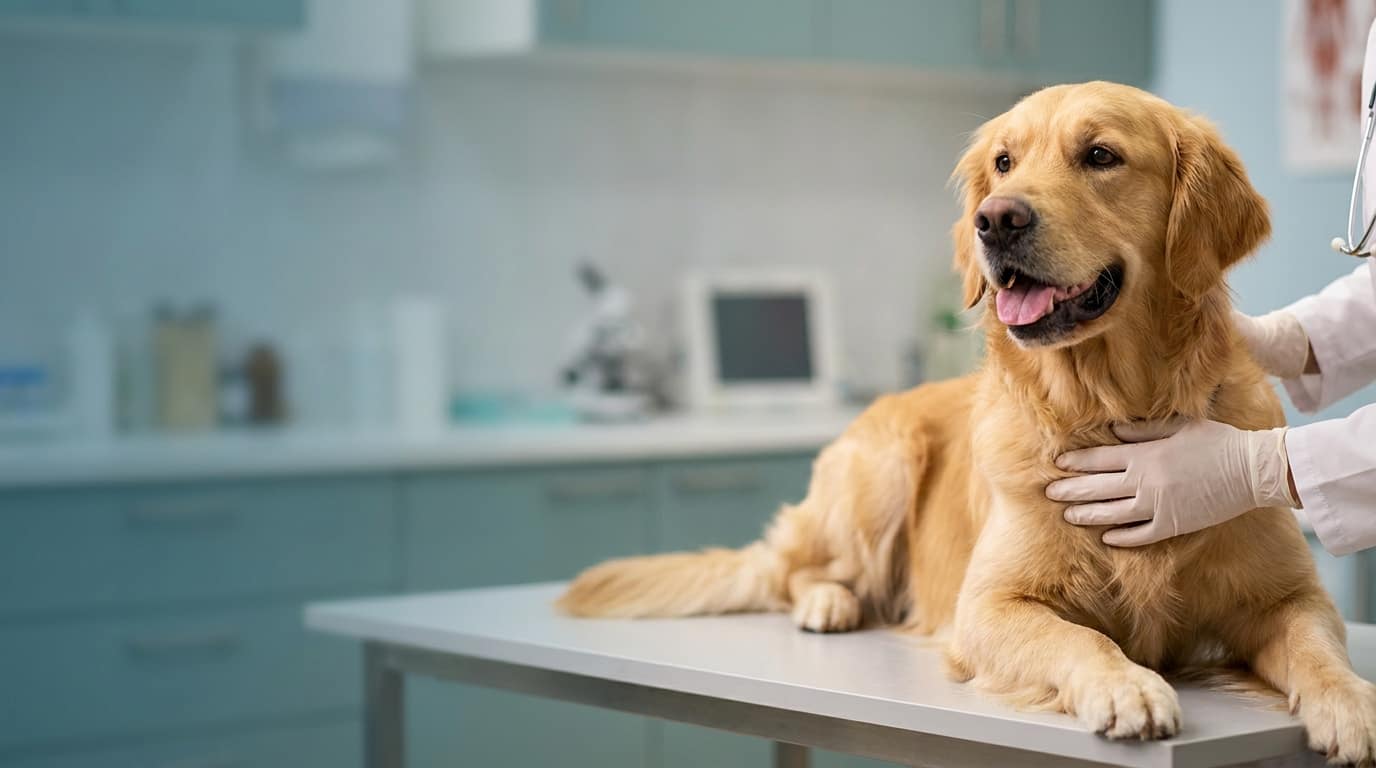 Vétérinaire examinant un chien en consultation